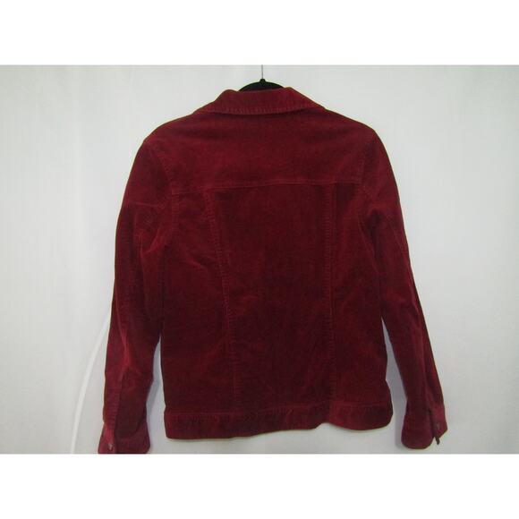 Malianlu Red Corduroy Jacket L Embroidered Roses Button Front Retro - Picture 3 of 6